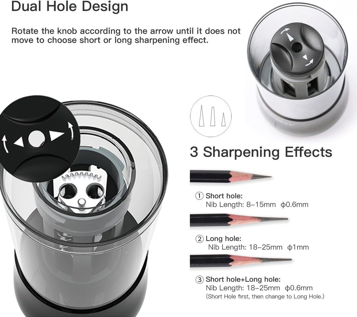 afmat ps-b06 rechargeable long point pencil sharpener for shown in use