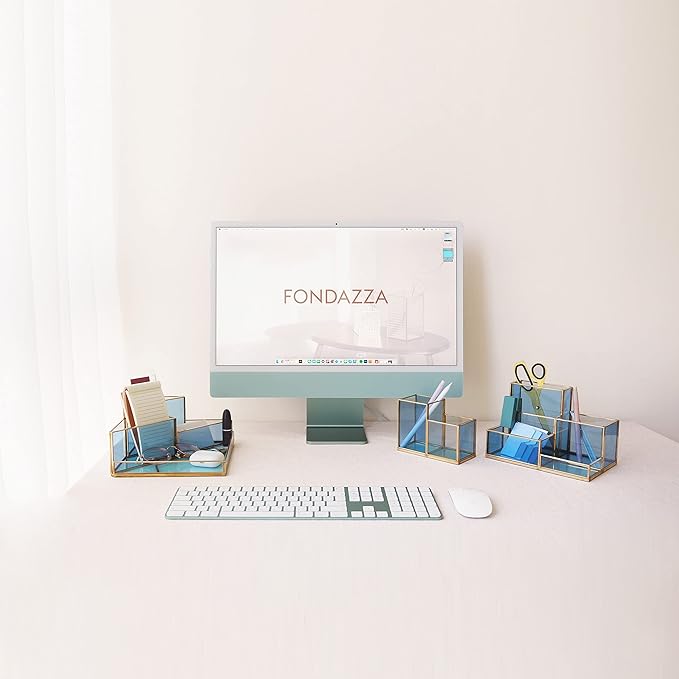 Gold & Blue Glass Desk Organizer - Image 9