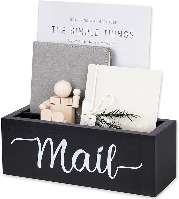 Lucundm Desk Mail Organizer, Mail Organizer Countertop, Wood Desk Mail Storage by Lucundm