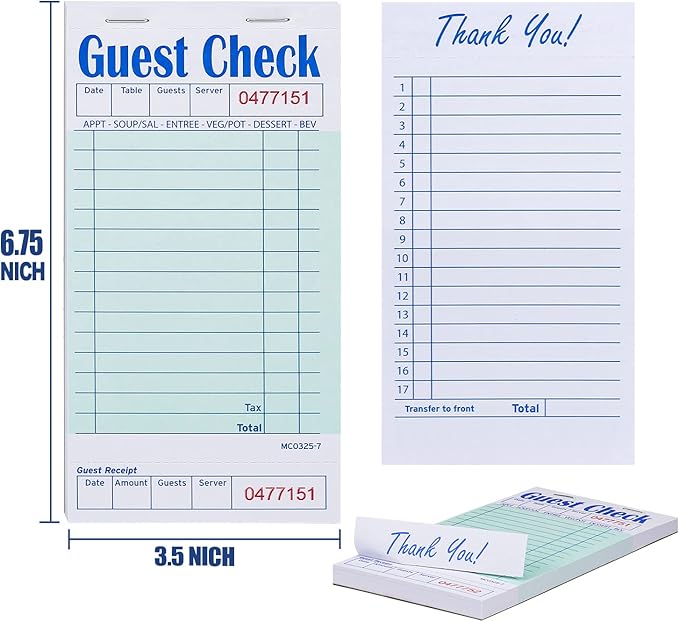 Batrical Guest Checks Server Note Pads 1000 Sheets Waitress Notepad - Image 2