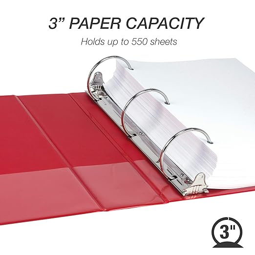 Samsill 3 Inch 3 Ring Binder, Made in USA, Economy Round Ring, 550 Sheet - Image 3