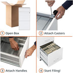Lorell LYS SOHO Box/File/File Mobile White File Cabinet, 3 Drawer, 26.5 x 14.3 - Image 9