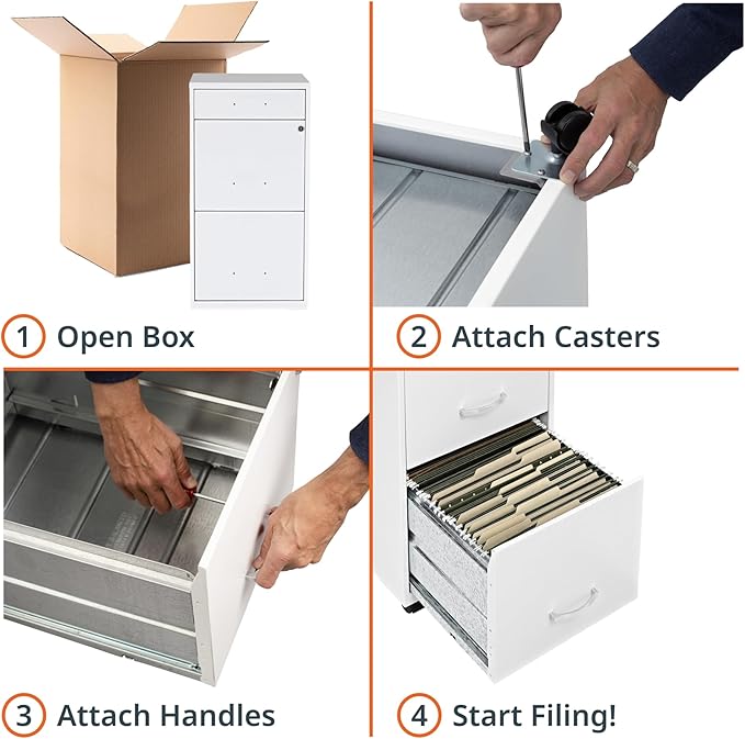 Lorell LYS SOHO Box/File/File Mobile White File Cabinet, 3 Drawer, 26.5 x 14.3 - Image 9