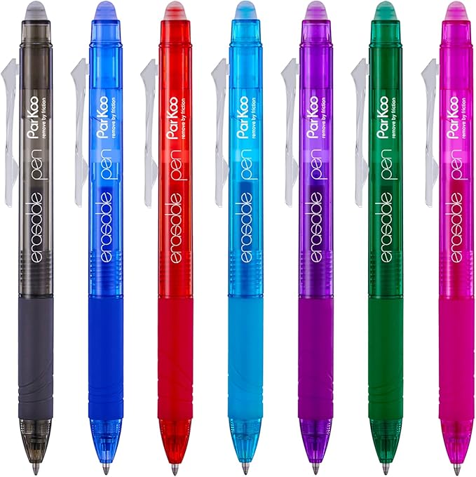ParKoo Retractable Erasable Gel Pens Clicker, Fine Point, No Need by Parkoo