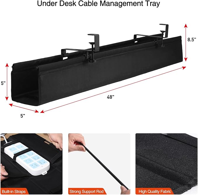MAXECHO Under Desk Cable Management Tray 48" - Image 2