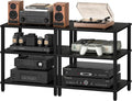 LELELINKY 3-Tier AV Media Player Stand Set of 2, Wooden TV Stand, Game Console