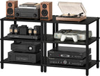 LELELINKY 3-Tier AV Media Player Stand Set of 2, Wooden TV Stand, Game Console