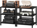 LELELINKY 3-Tier AV Media Player Stand Set of 2, Wooden TV Stand, Game Console by LELELINKY