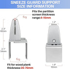2 Packs Sneeze Guard Support, Aluminum Vertical Partition Board Clamp, Acrylic - Image 5