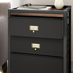 GAOMON File Cabinet, Filing Cabinet with 3 Drawer, Mobile File Cabinet Fits Letter Size or A4, Fabric Vertical File Cabinet on Wheels, Home Office Small Under Desk Storage Cabinet, Black