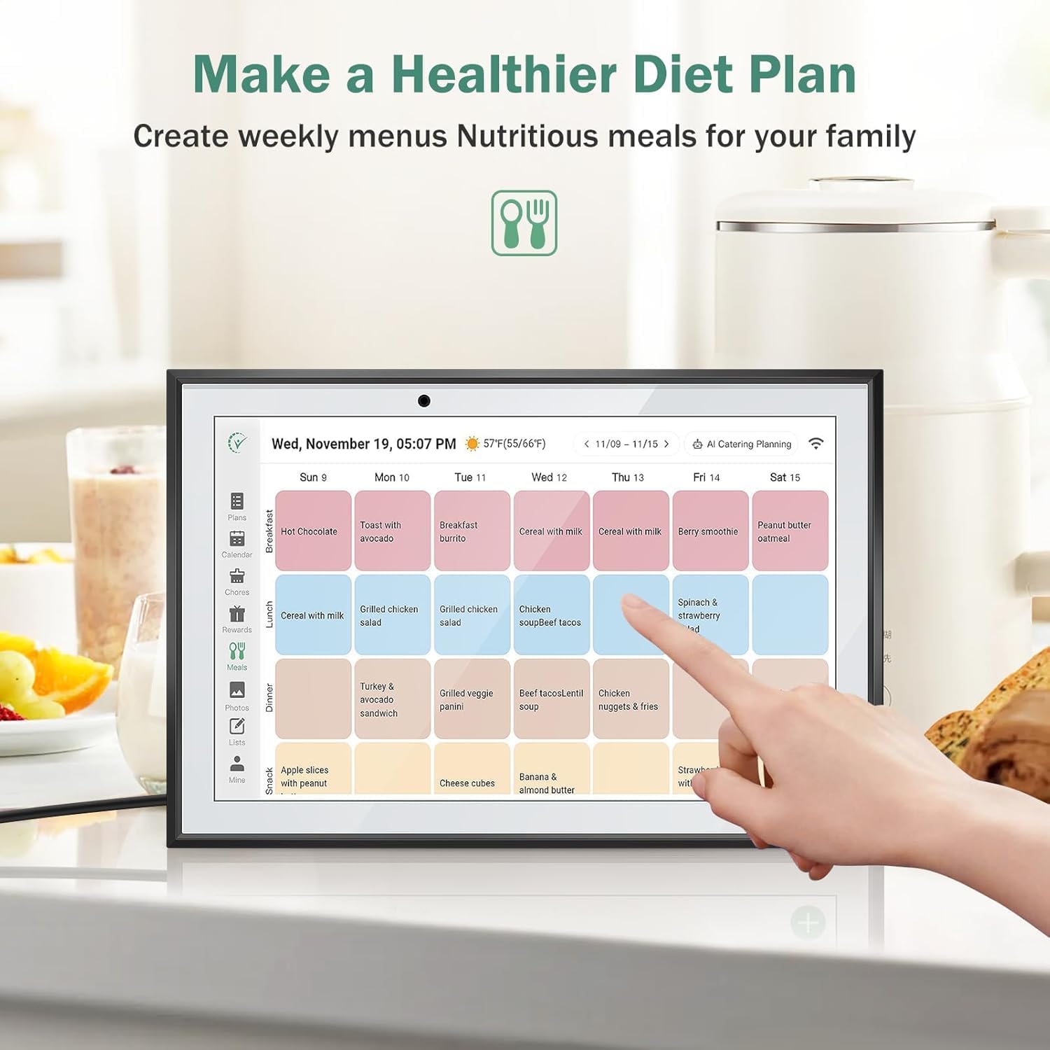 Digital Calendar Wall Touch Screen-Smart Electronic Photo Frame 10.1" | Interactive family planner, kids chore chart, Google auto-sync to-do lists, weekly meal prep, fridge schedules, daily habits