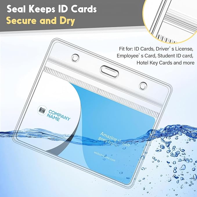 Marspark 50 Pieces Clear Plastic Horizontal Name Badge ID Card Holders - Image 3