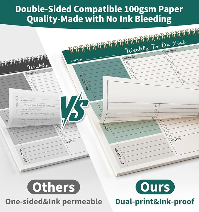 ALKALO 104 Pgs Weekly To Do List Notepad, 52 Duplex-Printed Undated Sheets 100 - Image 5