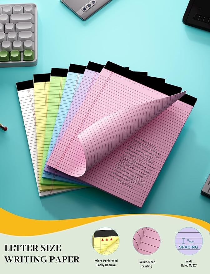 Colored Legal Pads, 48 Pack Note Pads 8.5 x 11 Wide Ruled, Notepads 8.5 x 11 - Image 2