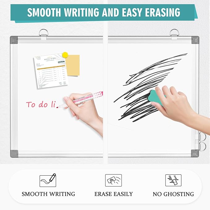AMUSIGHT Dry Erase Board White Board, Hanging Mounted Whiteboard Silver - Image 4