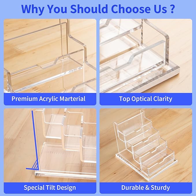 NIUBEE Clear Business Cards Holders 4 Tier Acrylic Card Holder - Image 3
