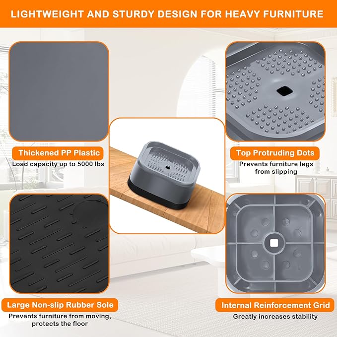 shouwuhho 16 Pack Furniture Risers Adjustable Bed Risers Heavy Duty Lifts - Image 5