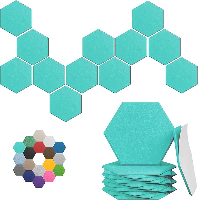 Hexagonal Acoustic Panels-12 Pack High-Density Sound Absorbing Panels by UNECHOACOUSTIC