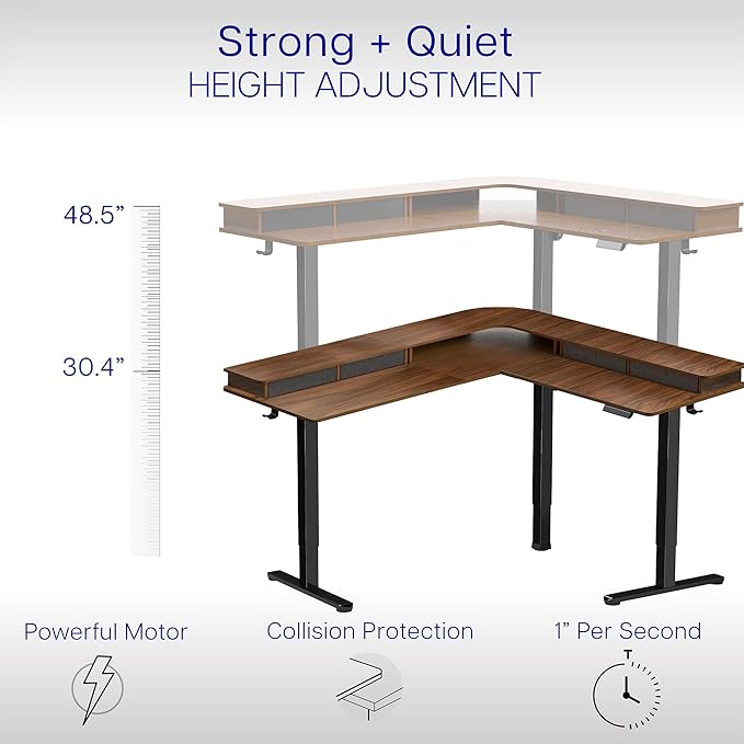 VIVO Electric 2-Tier Corner L-Shaped 63 x 55 inch Standing Desk, Height - Image 3