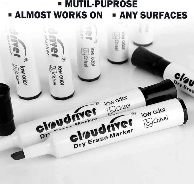 cloudriver Low Odor Dry Erase Markers Tank Style, Chisel Tip, Bulk Dry Erase - Image 6