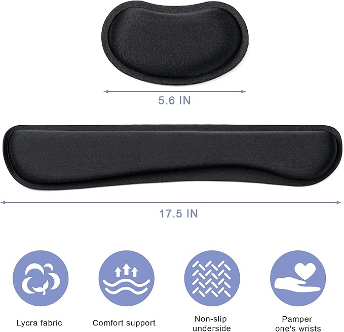 Hoewina Keyboard Wrist Rest, Ergonomic Wrist Rest, Superfine Fabric and Gel - Image 2