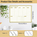 Gold Weekly Dry Erase Board for Wall, Small Magnetic Dry Erase Weekly Calendar - Image 4