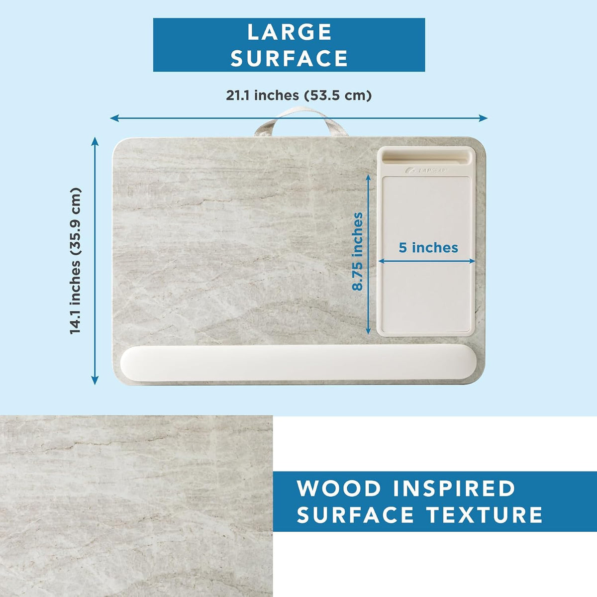 LAPGEAR Home Office Pro Lap Desk – Taj Mahal Marble, Fits 15.6” Laptops