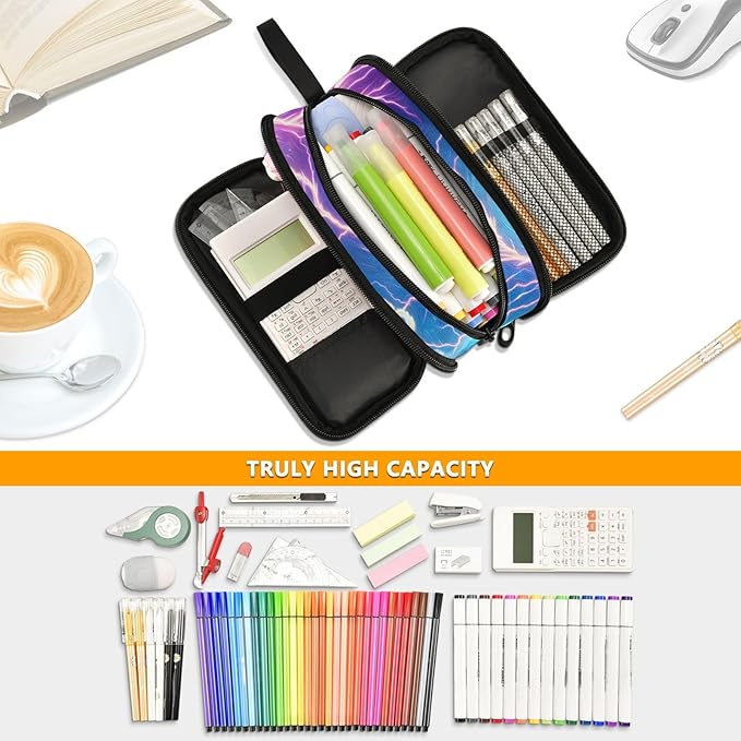 BOENLE Custom Wolf Howling Moon Lightning Pencil Case Box Boys Girls - Image 5