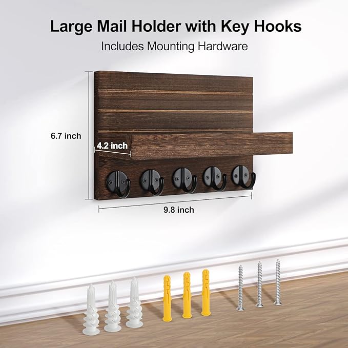 Lwenki Key Holder for Wall, Decorative Key and Mail Holder - Image 7