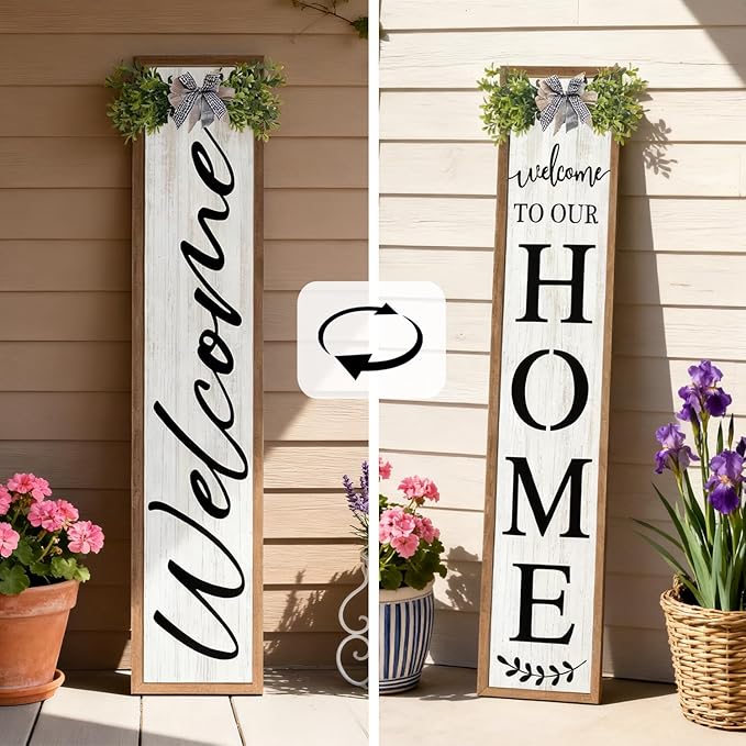 Double-sided Welcome to Our Home Wooden Sign Stand - Image 8