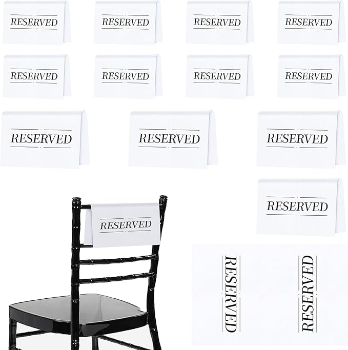 12 Pcs Reserved Seating Signs Reserved Chair Sign Printed Placeholder by Unknown