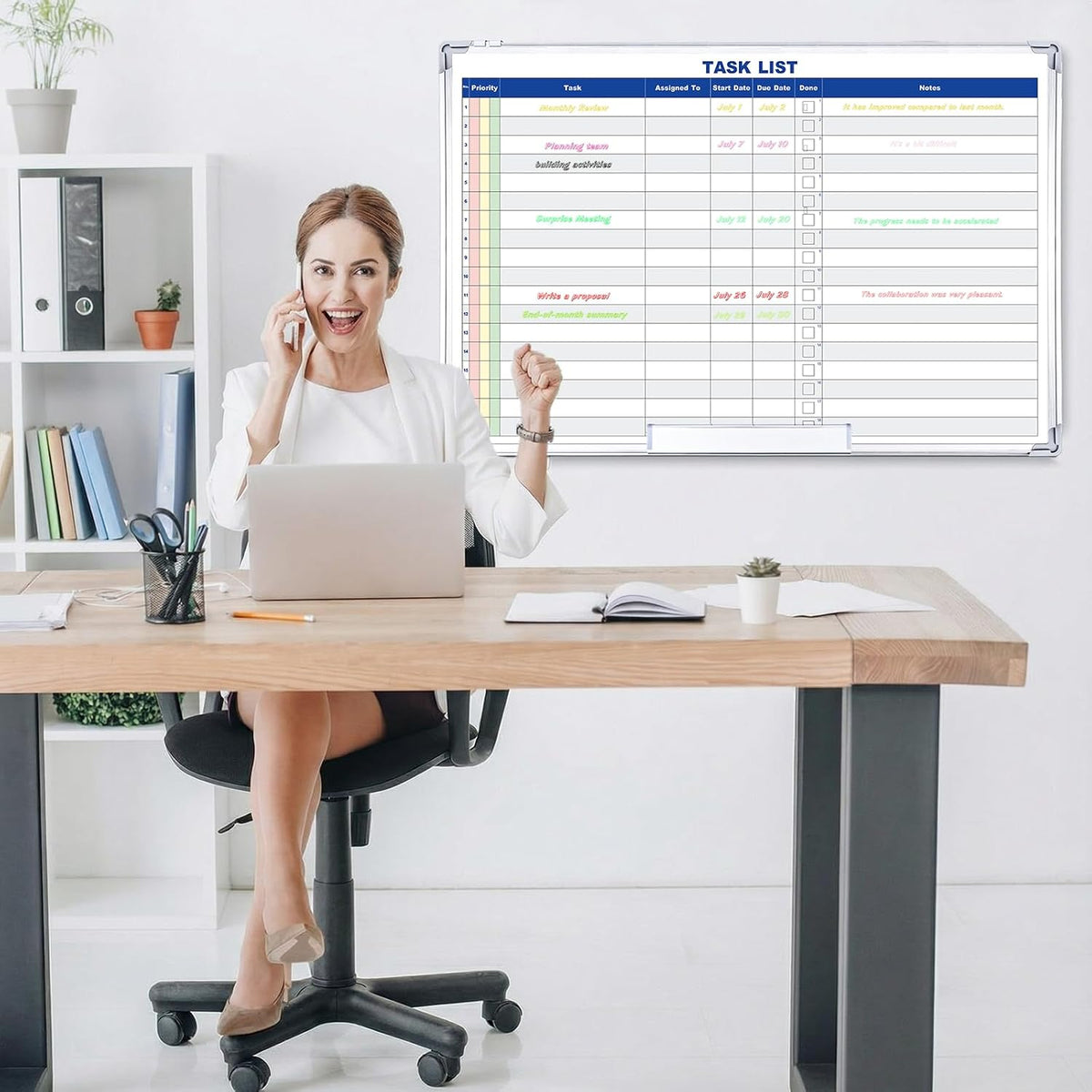 Lincia Large Dry Erase Task List 36 x 24 Inch Planner White Board