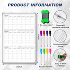 Lincia 36" x 24" Magnetic Vertical 3 Month Dry Erase Calendar - Image 2