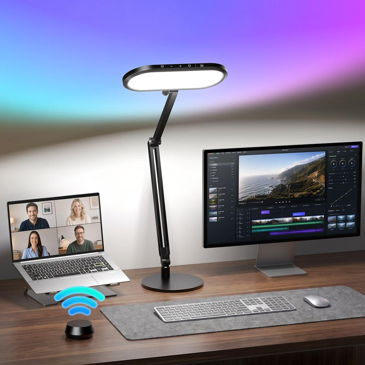 LitONES EaseGlowXP Dual‑Zone Desk Lamp, Remote, Morden Home Office Lighting