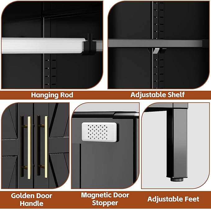SUPEER Metal Wardrobe Cabinet - Image 4