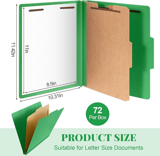 Skyygemm 72 Pcs Classification Folders Letter Size, 1 Divider Pressboard File - Image 2