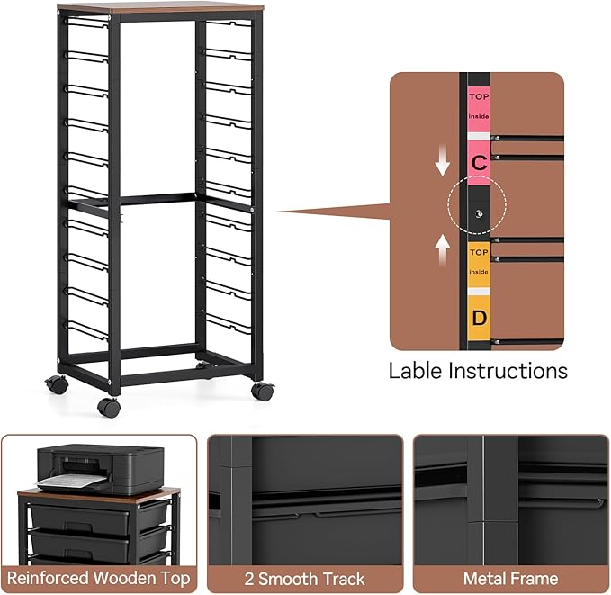 SYKIARIOL Rolling Cart with Drawers, 10 Drawer Rolling Cart, Rolling storage - Image 8