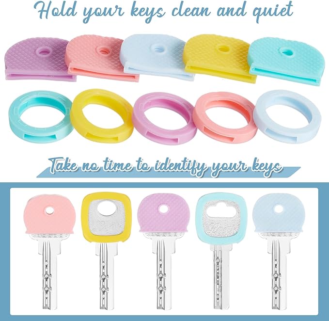 Blulu 80 Pieces 1Inch Colored Key Covers Caps Tags Covers Set Plastic Key Color - Image 5