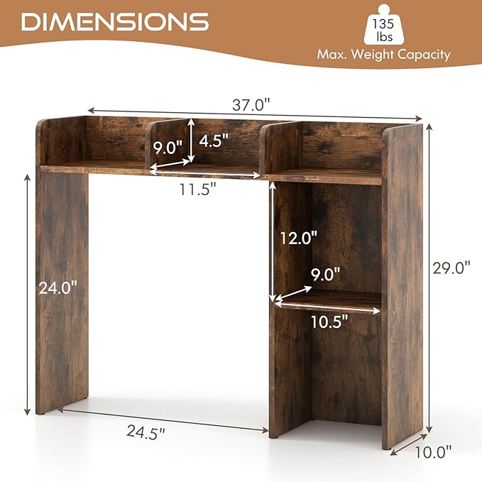 Tangkula Desktop Bookshelf, Countertop Storage Hutch - Image 3