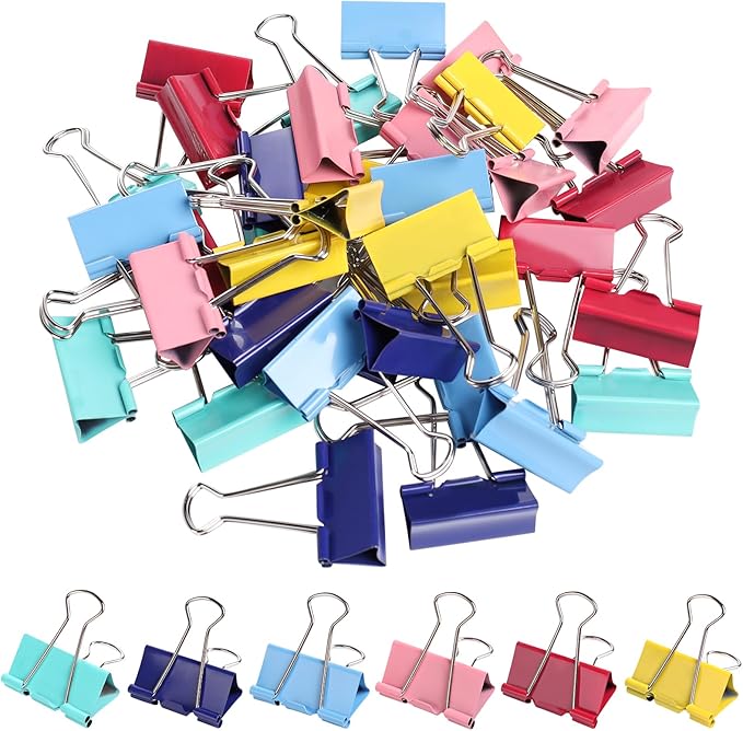 Ufmarine Large Binder Clips 1.6 Inch, Colored Big Paper Clips by Ufmarine