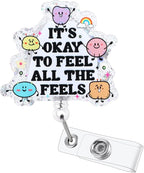 It's Okay to Feel All The Feels Funny Nurse Badge Reel, Cute Inspirational by LINAYOHA