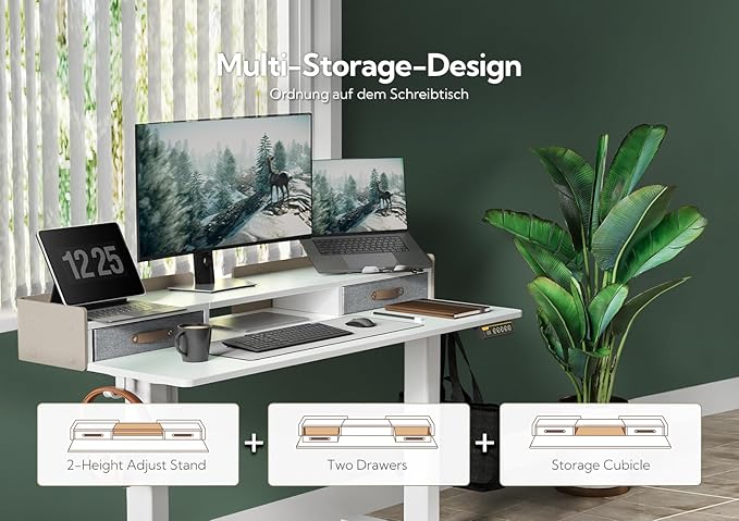 Claiks Standing Desk with Drawers, Adjustable Stand Up Electric Standing Desk - Image 4