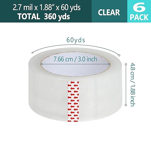 AUSTARK 6 Rolls Clear Packing Tape - Image 2