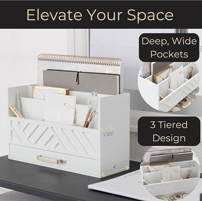 BLU MONACO White Wooden Mail Organizer - Image 3
