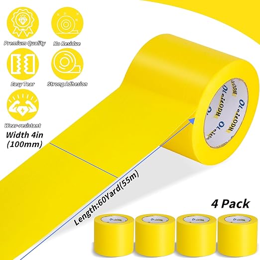 4 Rolls Yellow Painters Tape Bulk 4 inch x 60 Yards, Total 240 Yd, Painters - Image 2