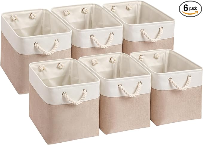 Mangata Canvas Storage Boxes, 11.8 Inch Cube Storage Bins Set of 6 by Mangata