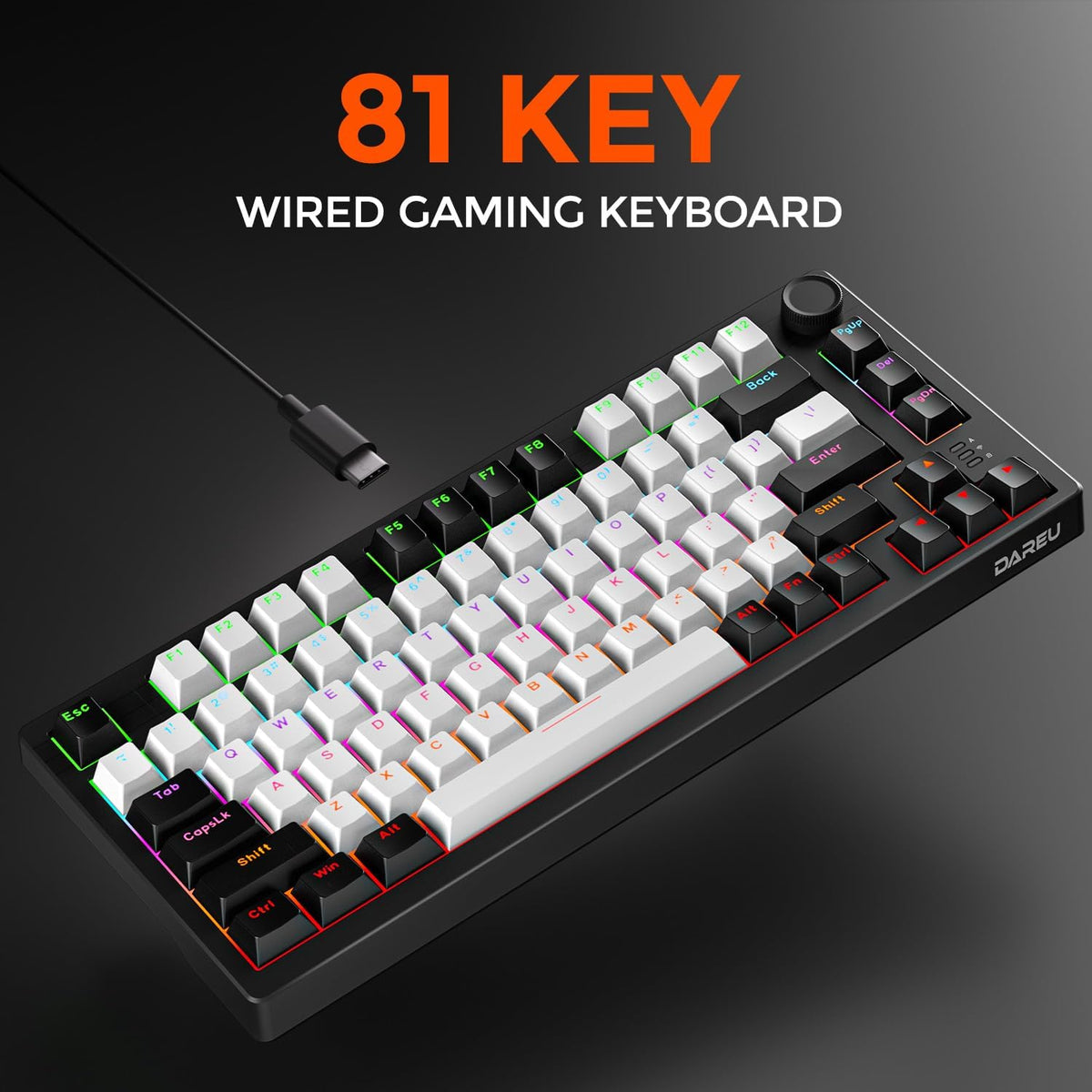 DAREU EK75 Wired Mechanical Keyboard,75% Keyboard with Volume Knob,Gasket Mou...