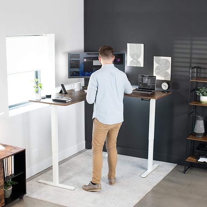 VIVO Electric Corner 63 x 55 inch L-Shaped Standing Desk, Memory Height - Image 2