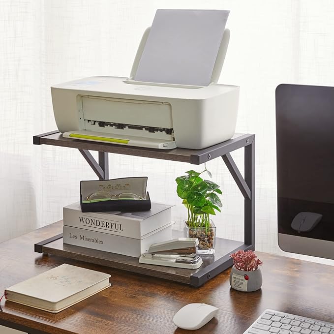 IBUYKE 2-Tier Desktop Printer Stand Holder, Book Shelf Printer Shelf - Image 2