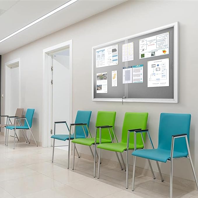 SWANCROWN Glass Enclosed Bulletin Board 48"x32", Locking Message Board - Image 6